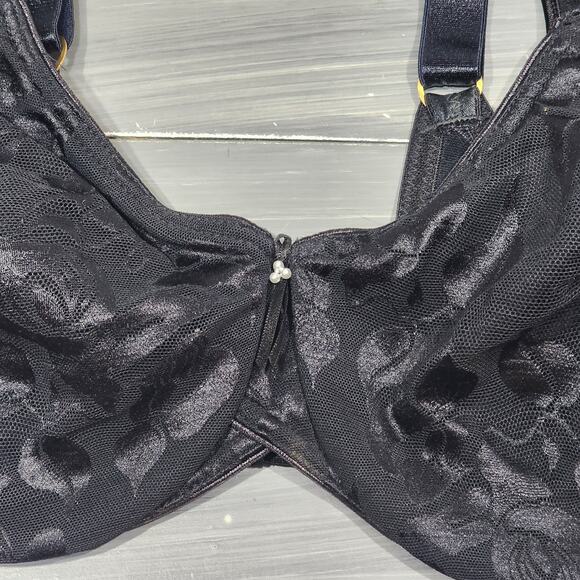 Vintage Sears Bra Underwire Black Floral 38C - Picture 3 of 9